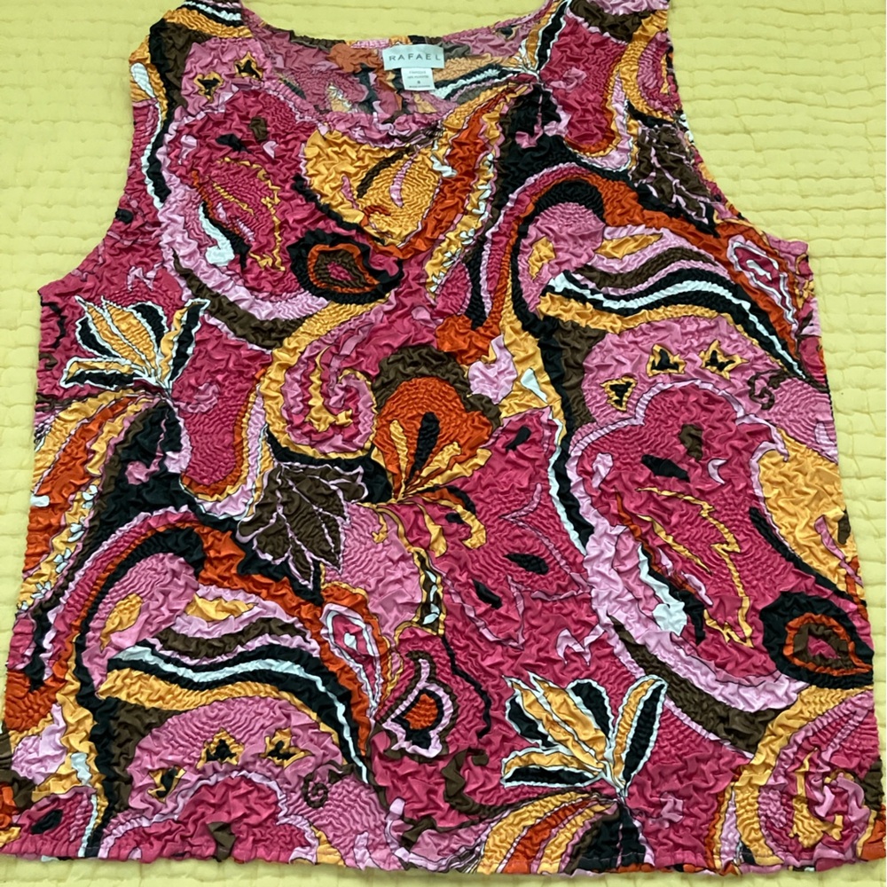 Pink Crinkle Sleeveless Top